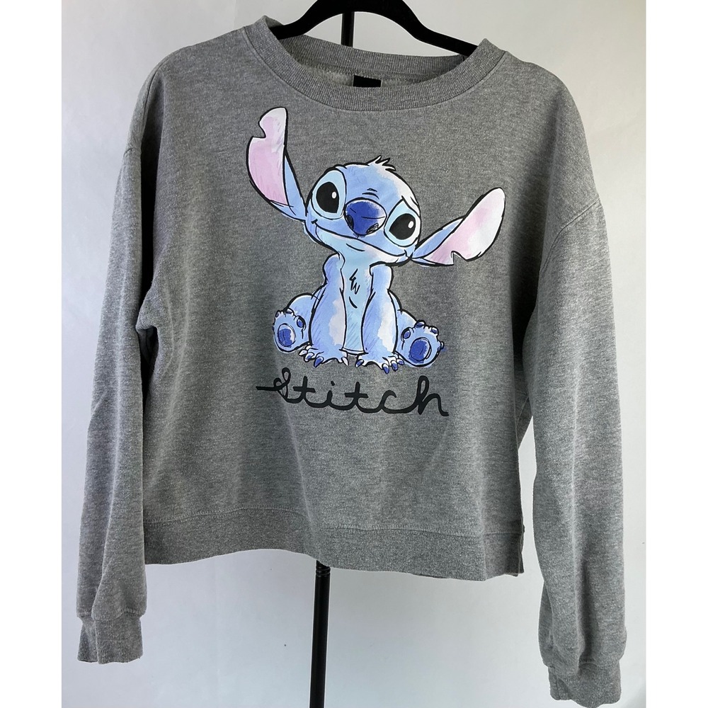 Disney Stitch Crewneck Sweatshirt Gray Kids Girls Youth Size Large